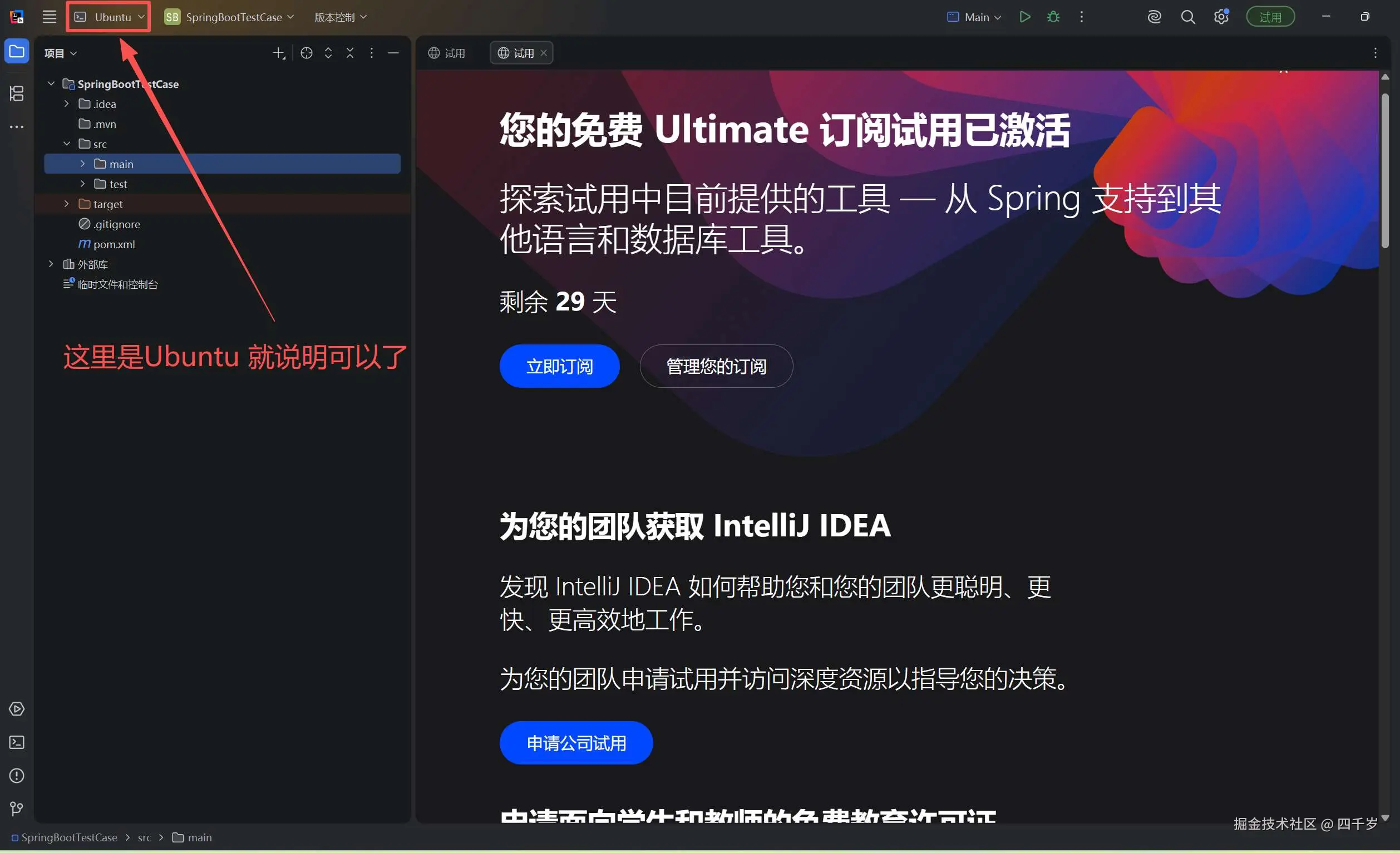 看到Ubuntu说明成功了