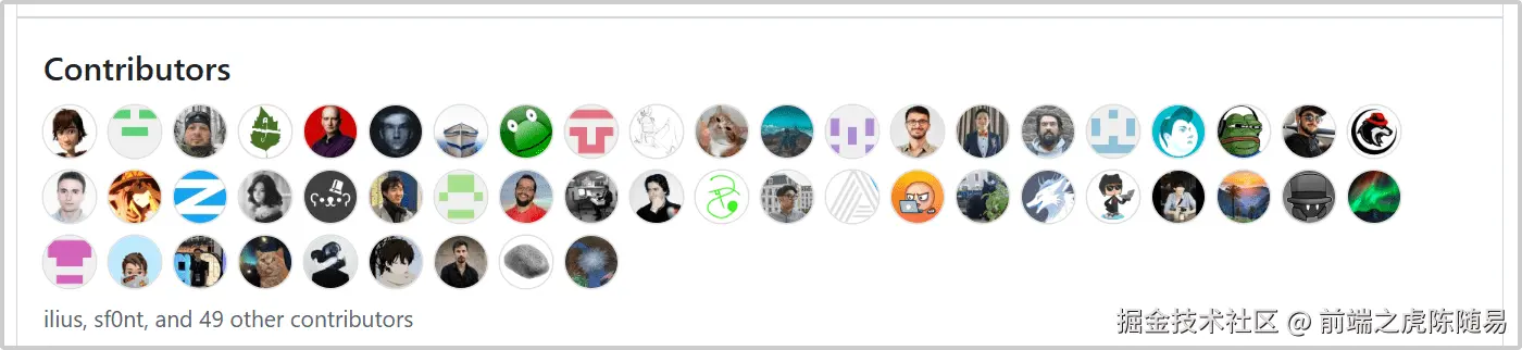 50多个贡献者