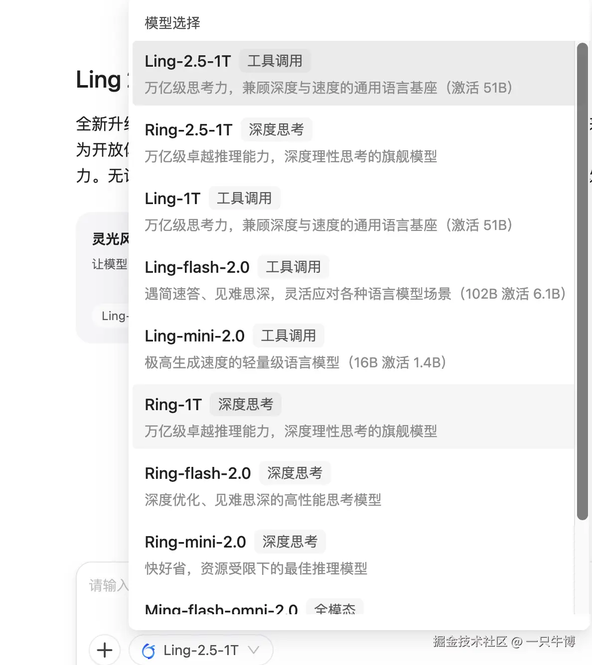 可选模型列表