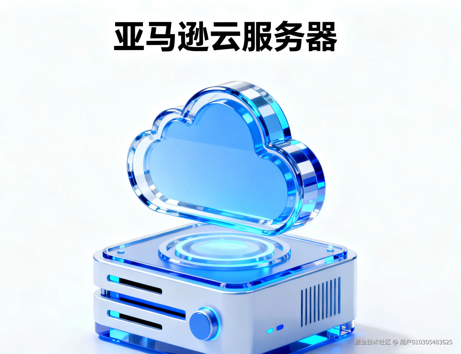 jimeng-2025-09-18-1915-纯白色背景，1个服务器图标上面是云图标，蓝配色，互联就科技感，c4d，3d渲染，....png