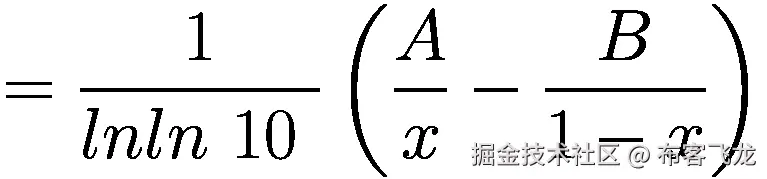 =\frac{1}{lnln\ 10\ }\left(\frac{A}{x}-\frac{B}{1-x}\right)
