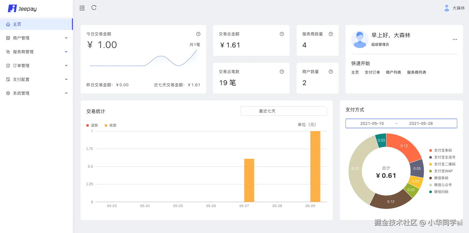 Jeepay演示界面