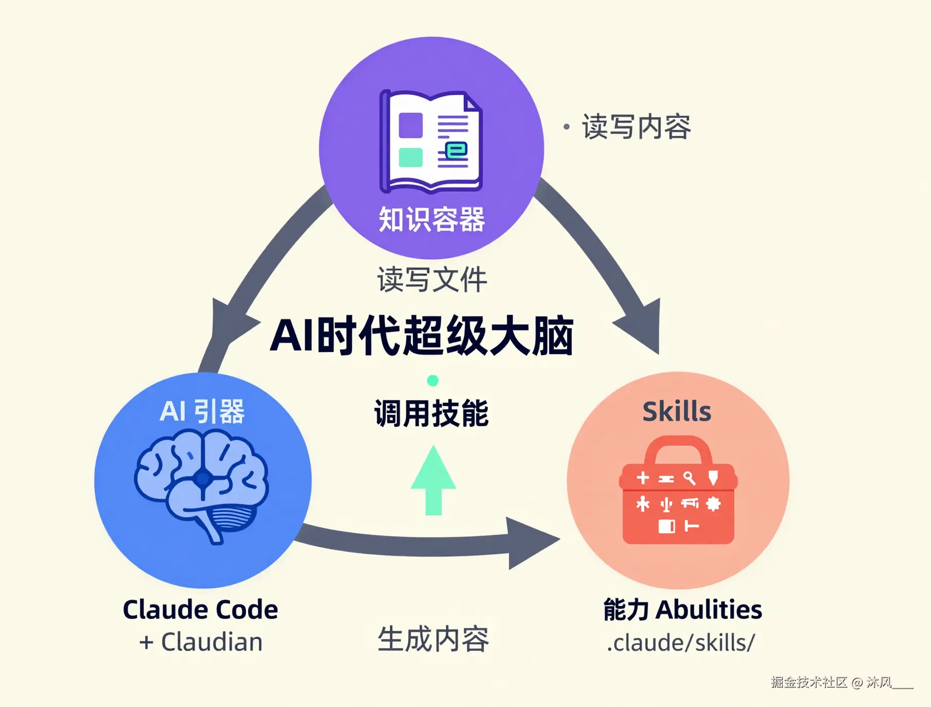 三核心组件架构：Obsidian（结构）+ Claude Code（引擎）+ Skills（能力）