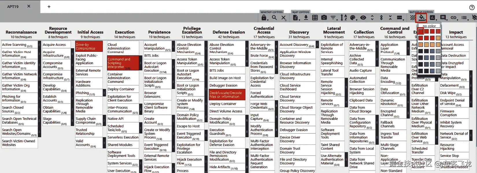 图 6.19 – 为 APT19 技术应用颜色