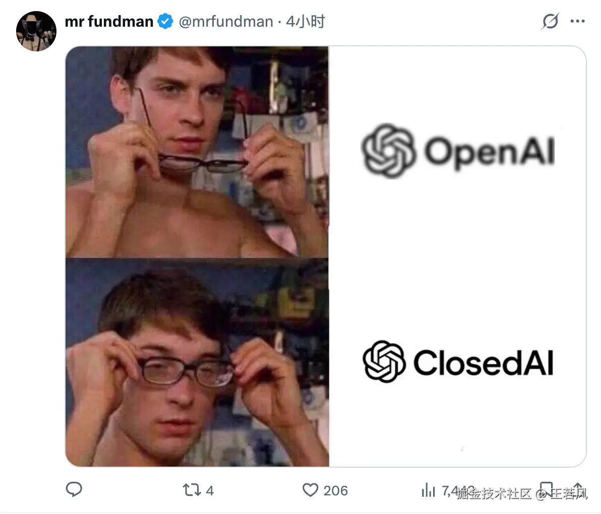 OpenAI 与 ClosedAI 的蜘蛛侠梗图
