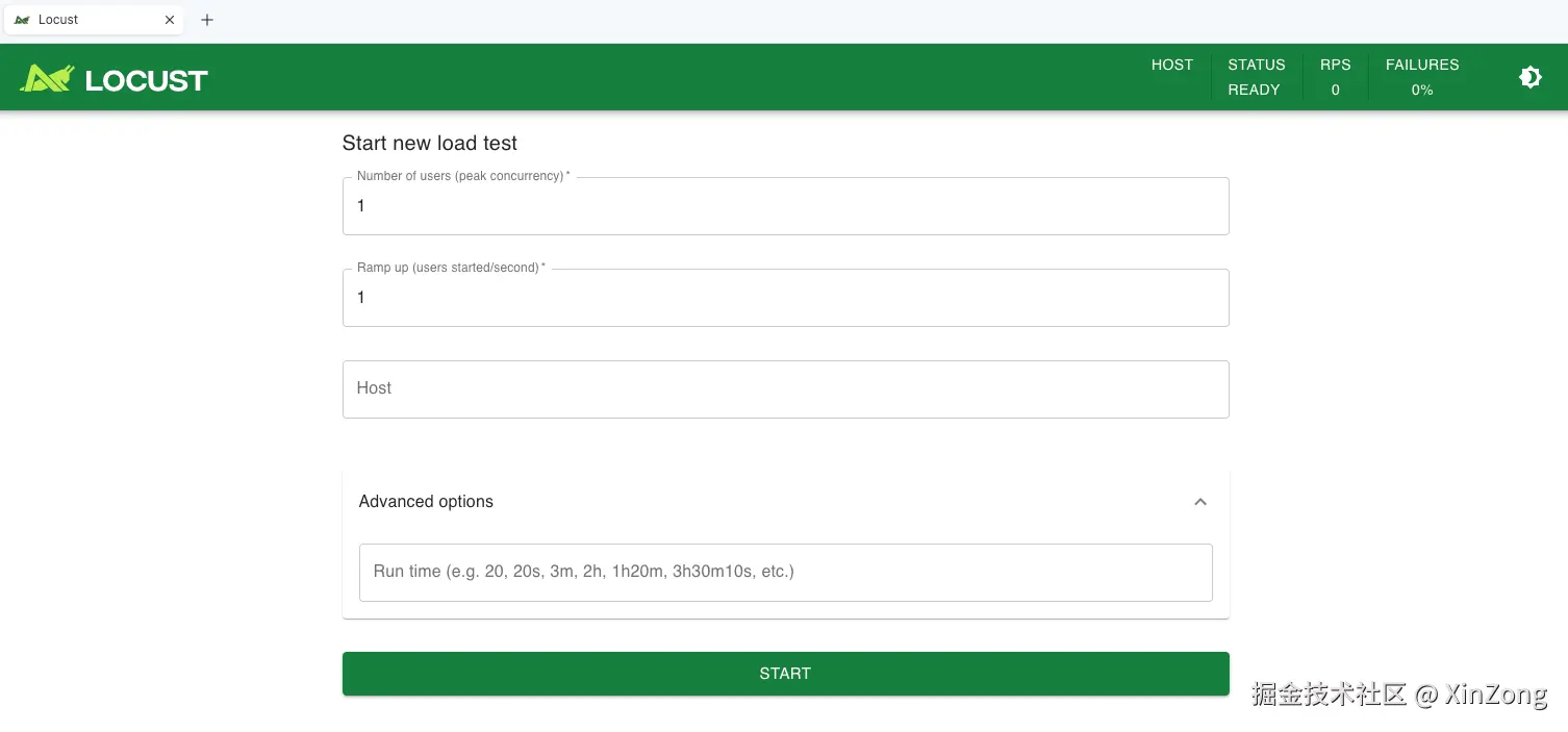 Locust Web UI