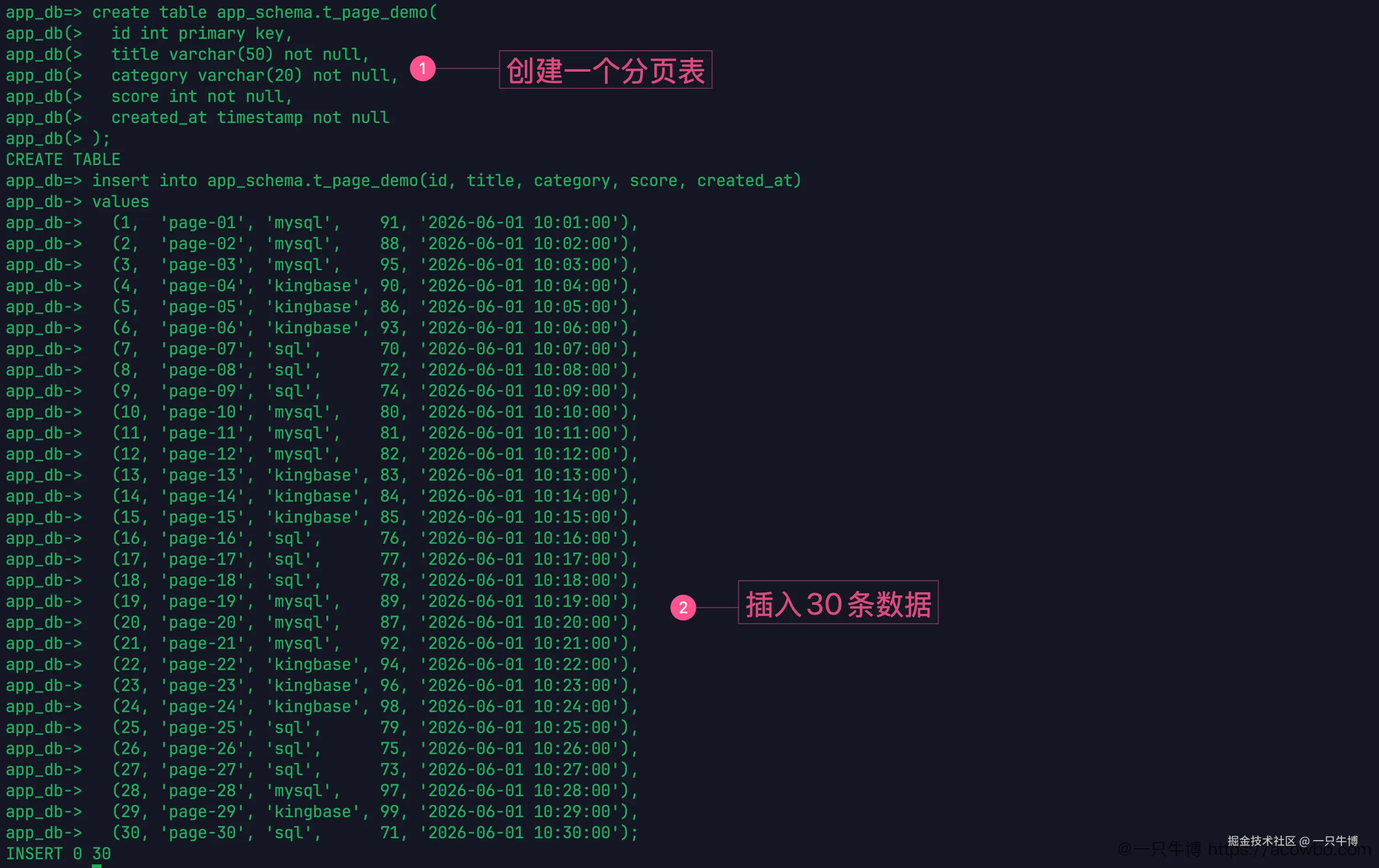准备分页测试表