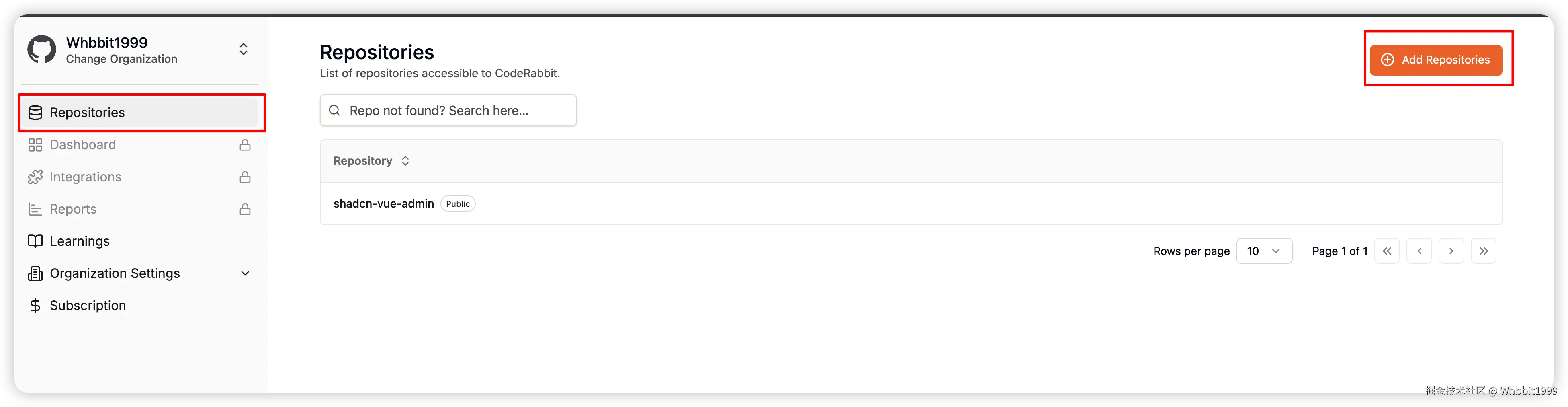 CodeRabbit add Repositories