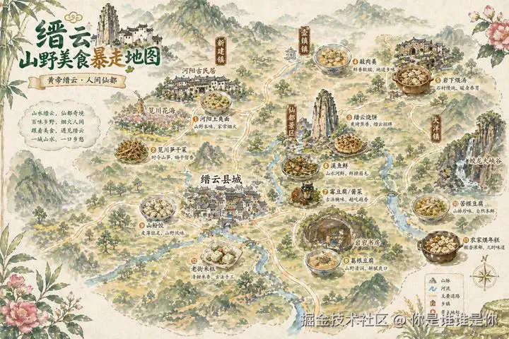 复古中国美食地图海报