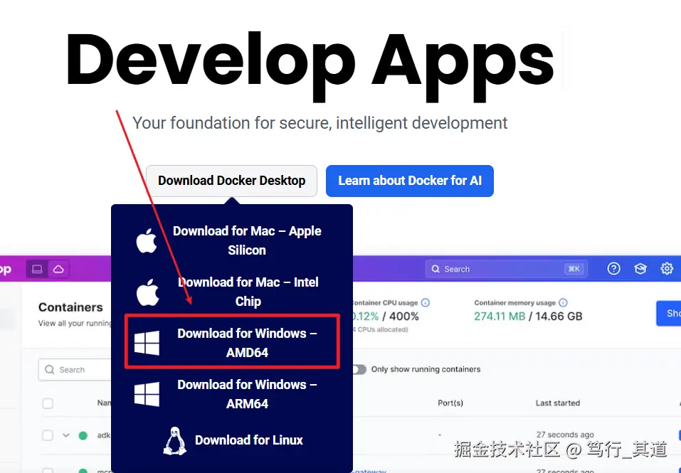 下载Windows-AMD64的Docker