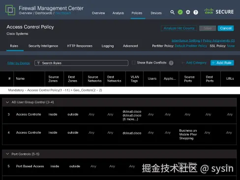 Firewall Management Center sysin