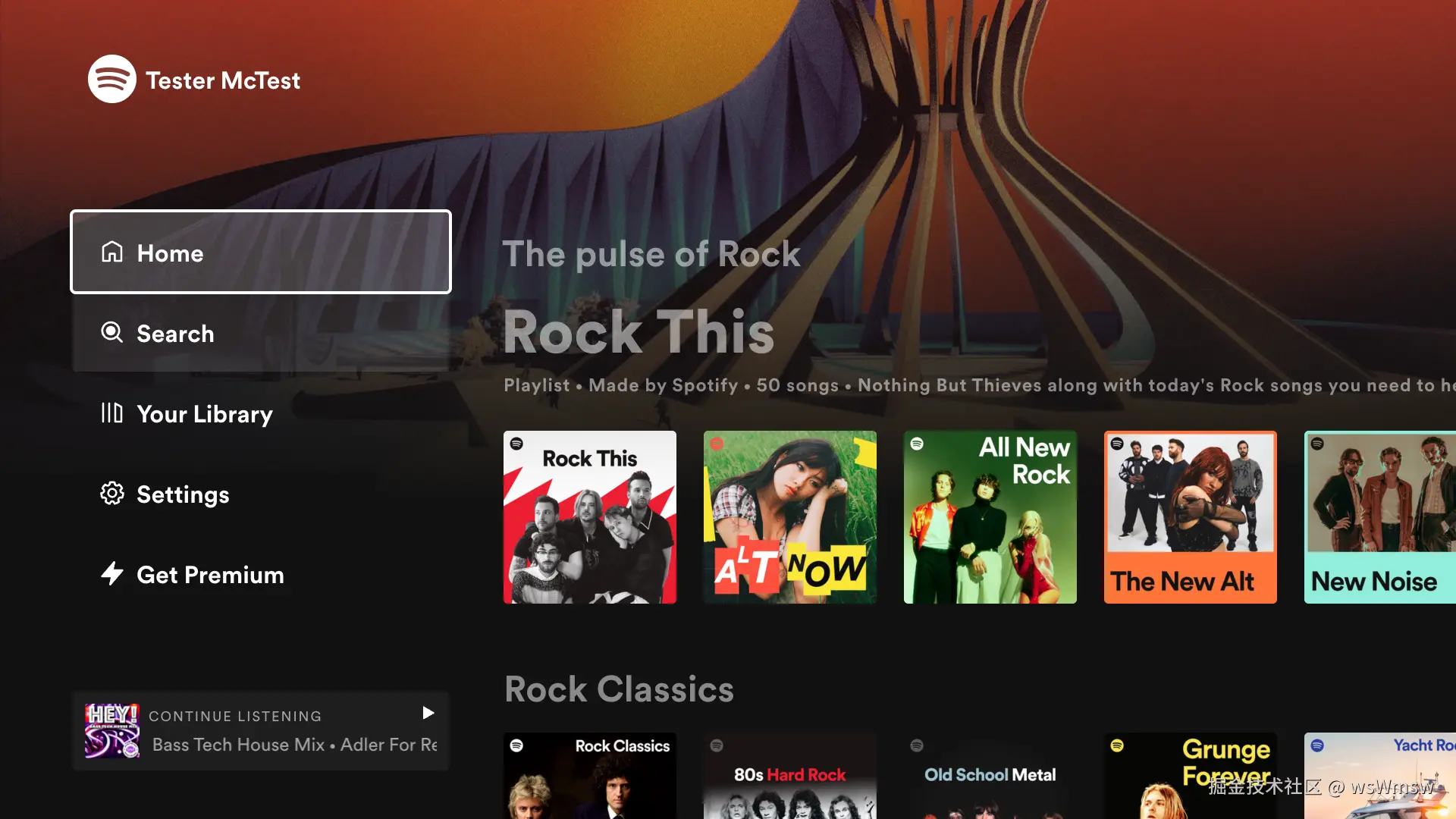 Spotify 主页视图的例子