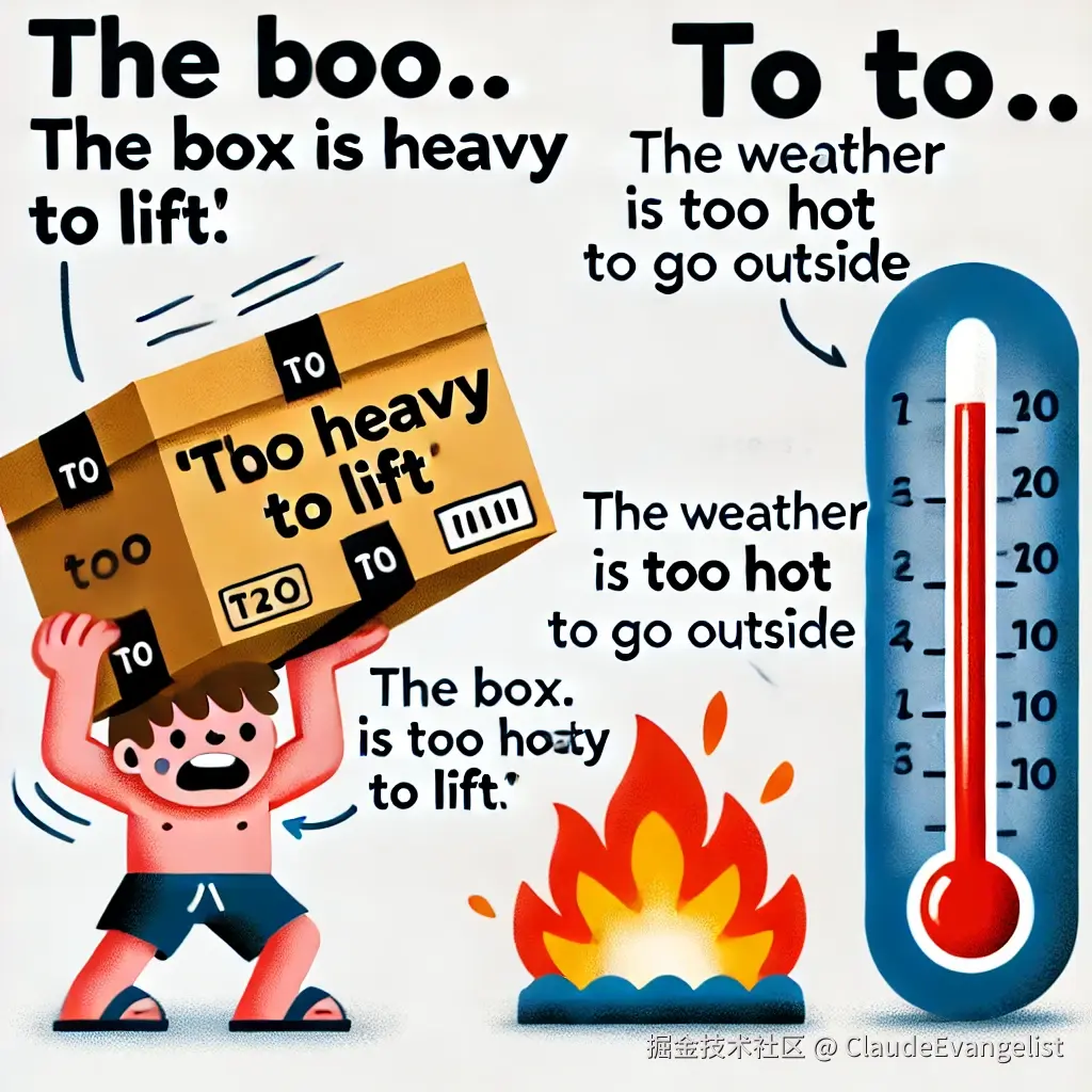 DALL·E 2024-09-08 08.19.50 - An educational illustration showing the 'too...to...' sentence structure in English. The image should include a visual representation of a heavy box w.webp