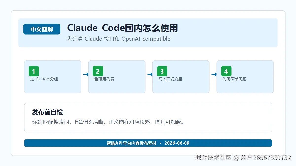 Claude Code 接入失败怎么办？终端配置和模型权限排查 图解二：配置字段检查顺序