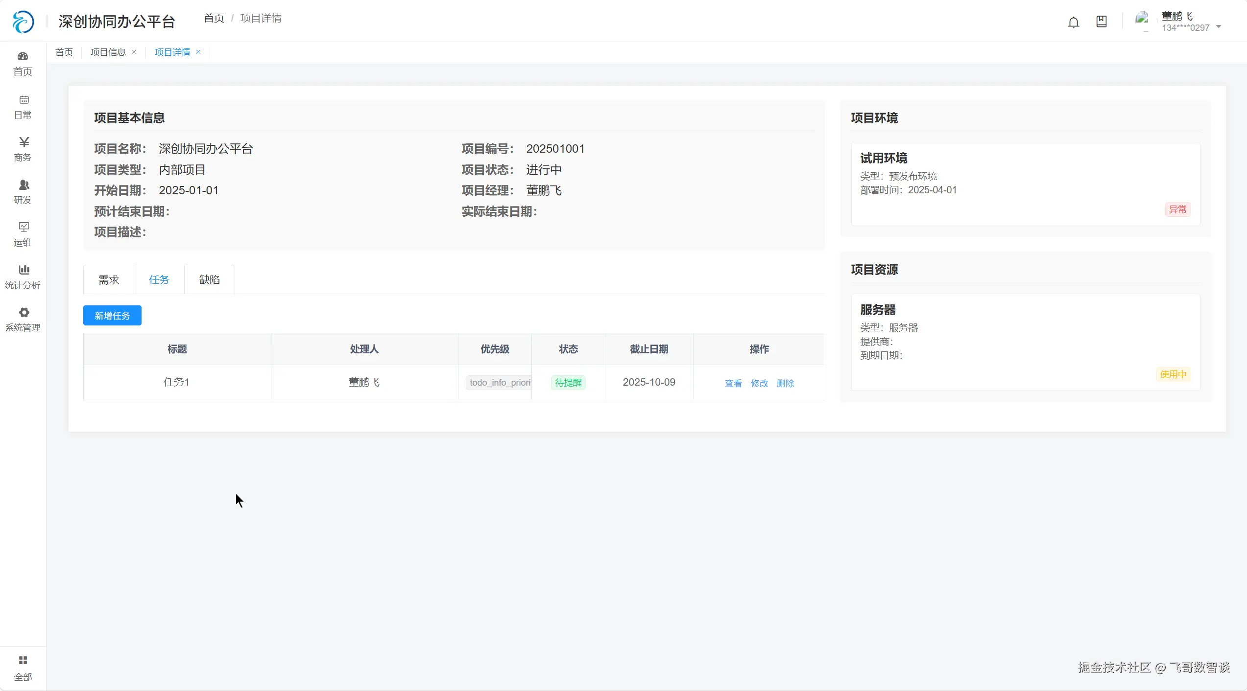 初次更改后-项目详情页面