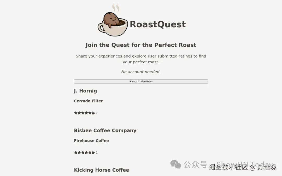 Show HN: 一个用 Go 和 Htmx 构建的极简咖啡豆评分系统 - 项目截图