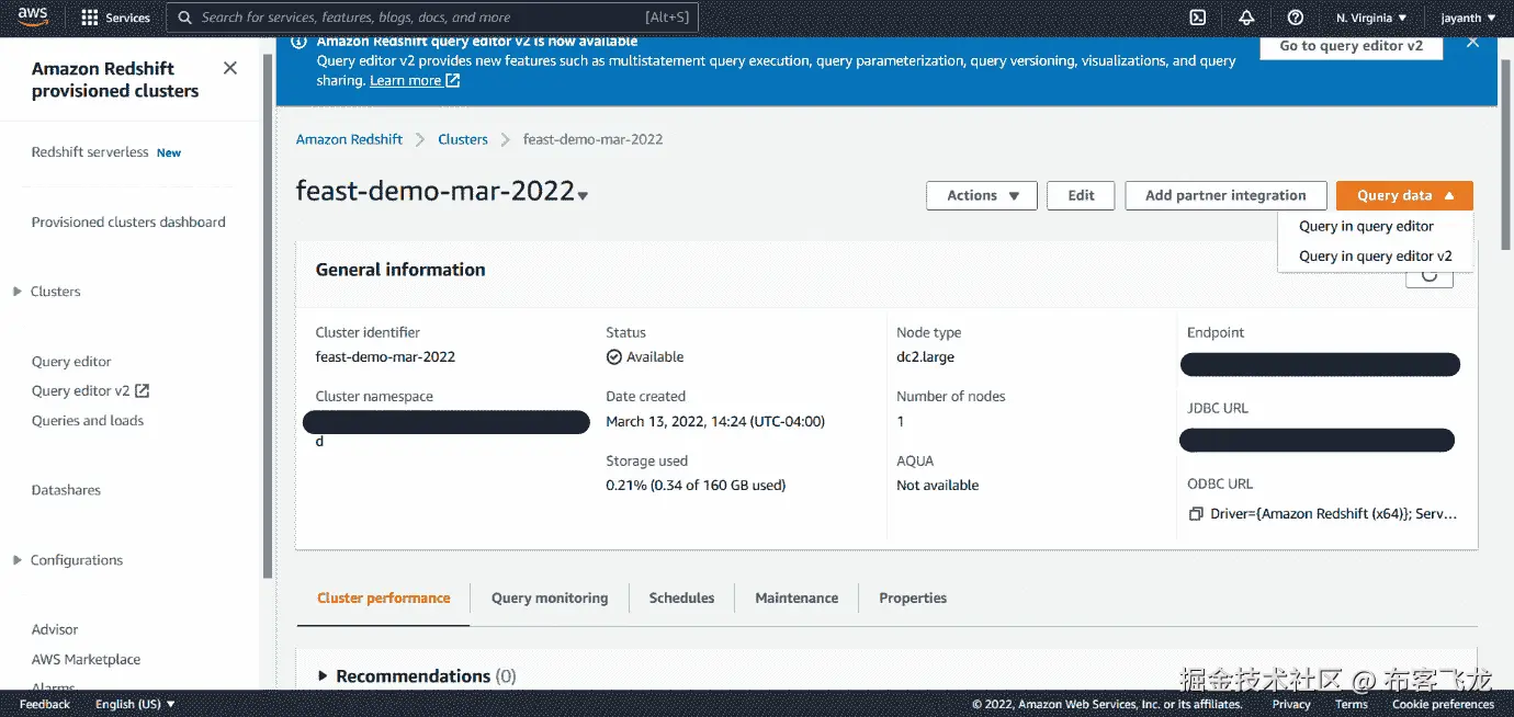图 4.30 – Redshift 集群详情页