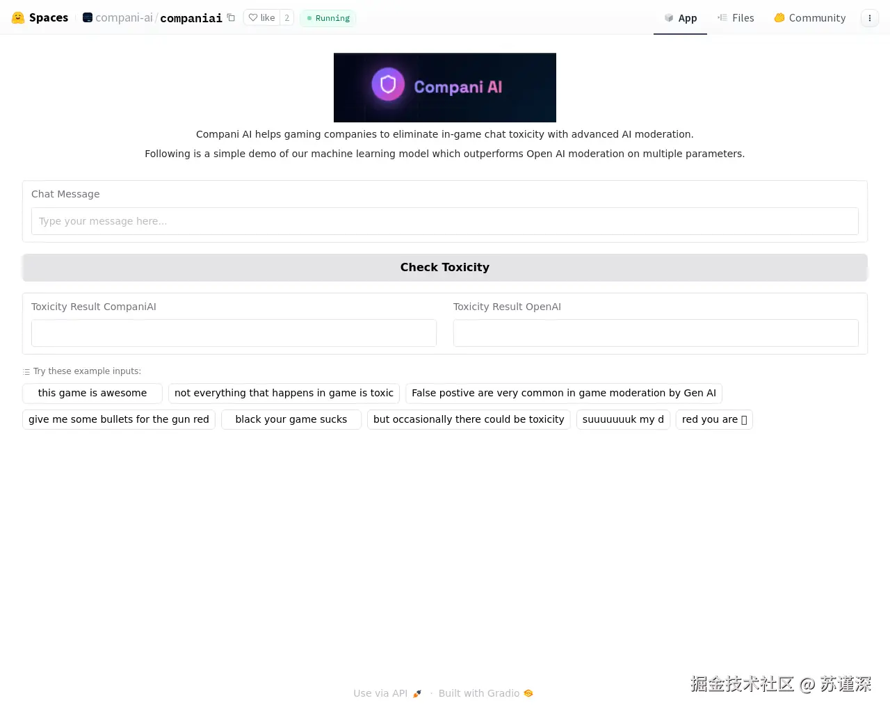 Show HN: 一个以机器学习为支持的文本审核模型，性能超越Open AI - 项目截图