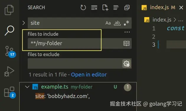 specify files to include