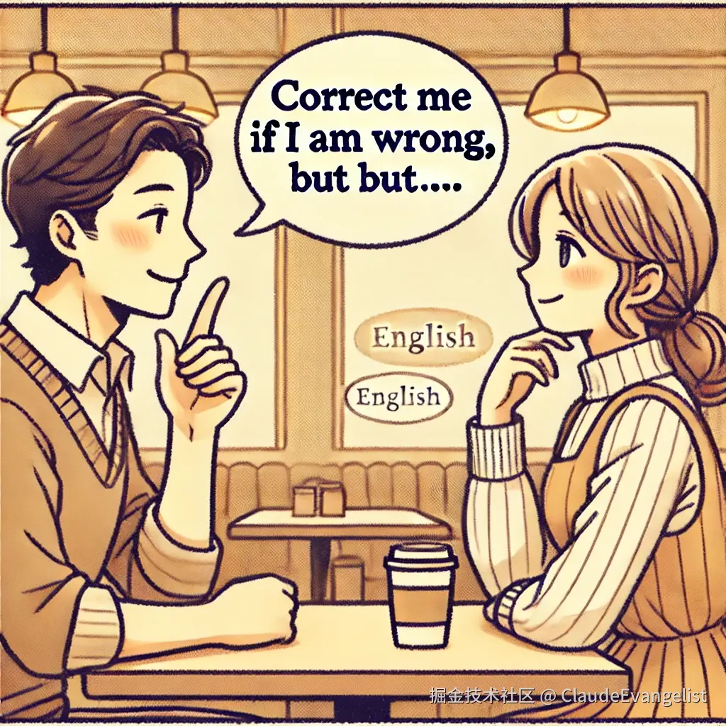 DALL·E 2024-10-27 17.16.51 - A friendly illustration of two people in conversation. One person is expressing a point with a gentle and open expression, saying, _Correct me if I am.webp