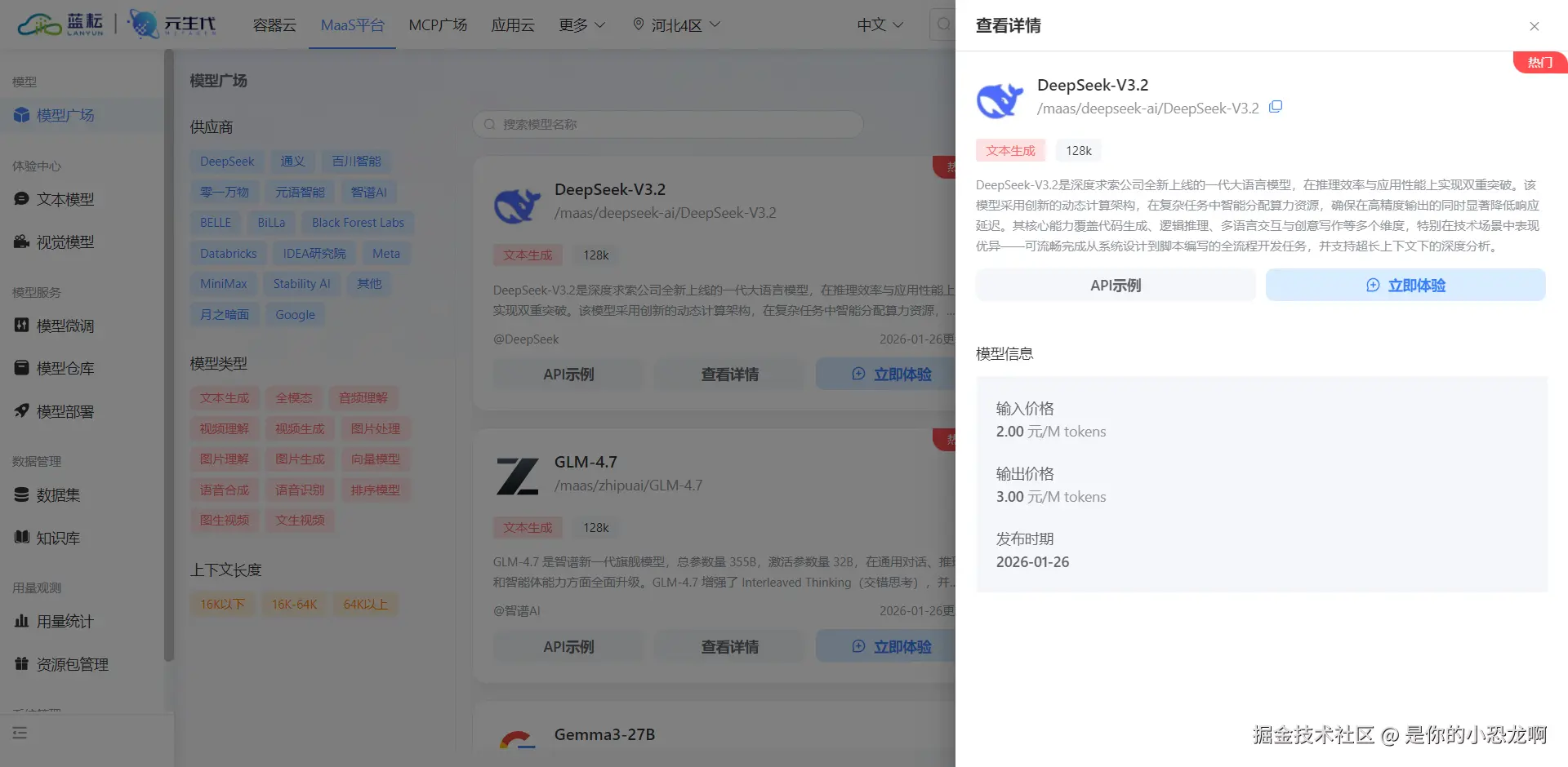 DeepSeek 模型选择界面