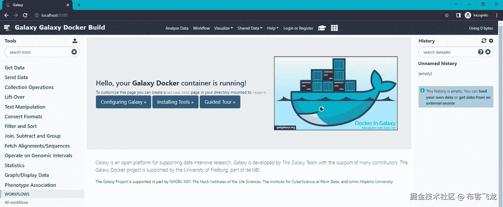 图 9.1 - Galaxy Docker 首页