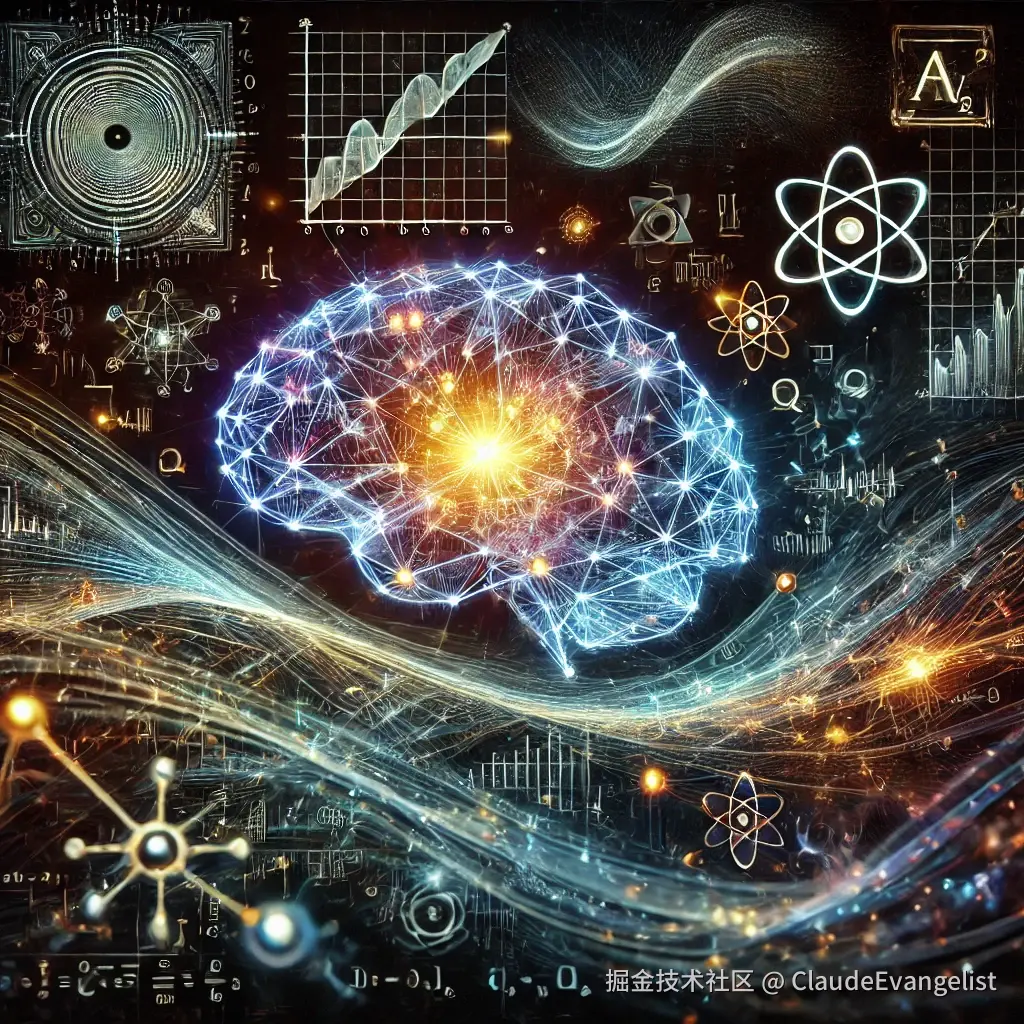 DALL·E 2024-10-13 08.41.37 - An abstract representation of the fusion between artificial intelligence, machine learning, and physics. The image should depict the concept of deep l.webp