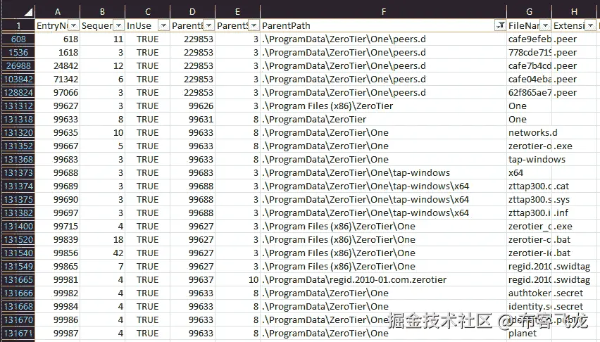 图 11.35 – ZeroTier 筛选 MFT 结果