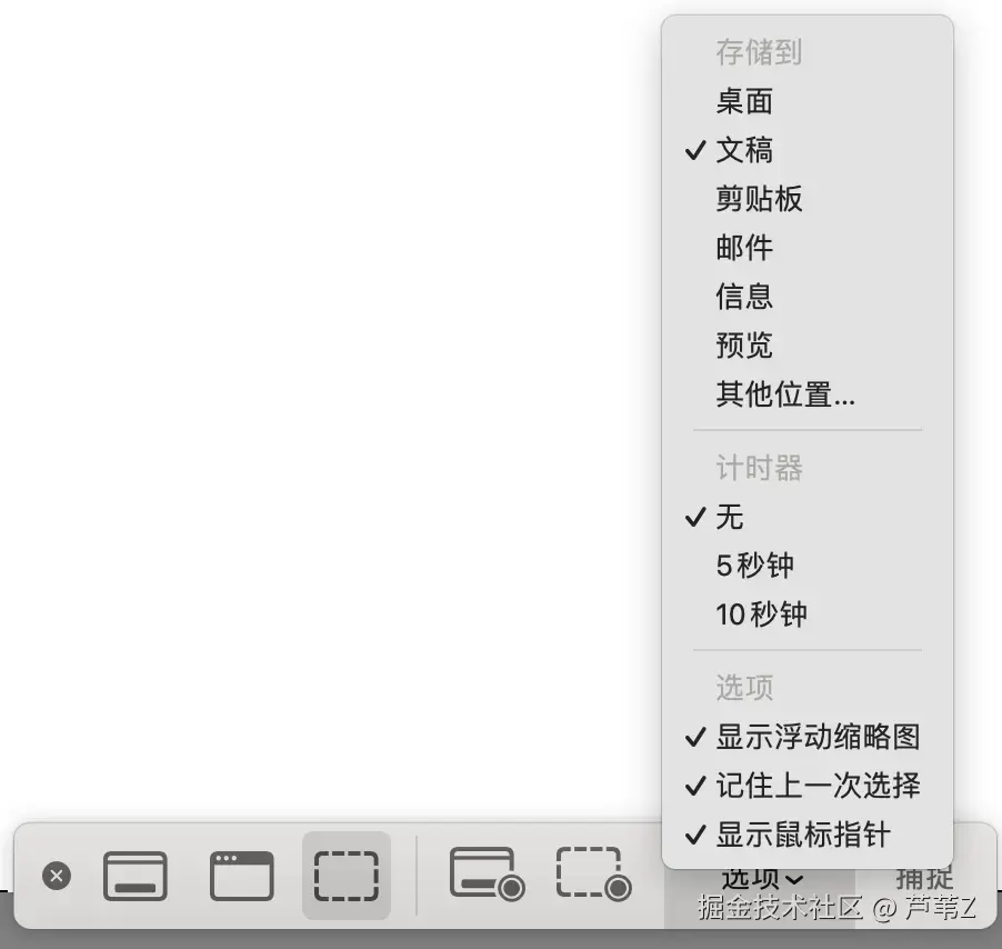 macOS 截图选项设置界面