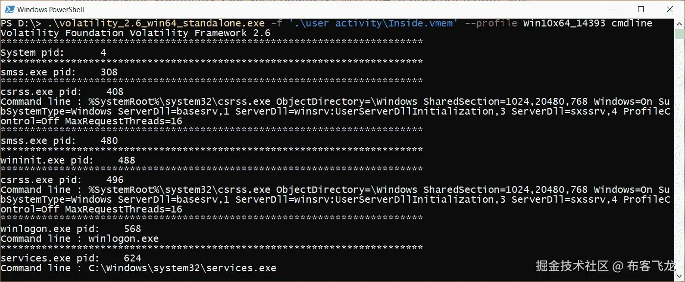 图 4.29 – Volatility cmdline