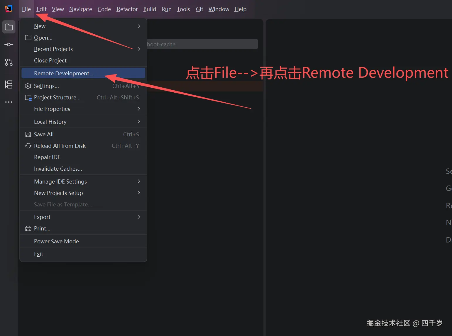 点击File->再点击Remote Development