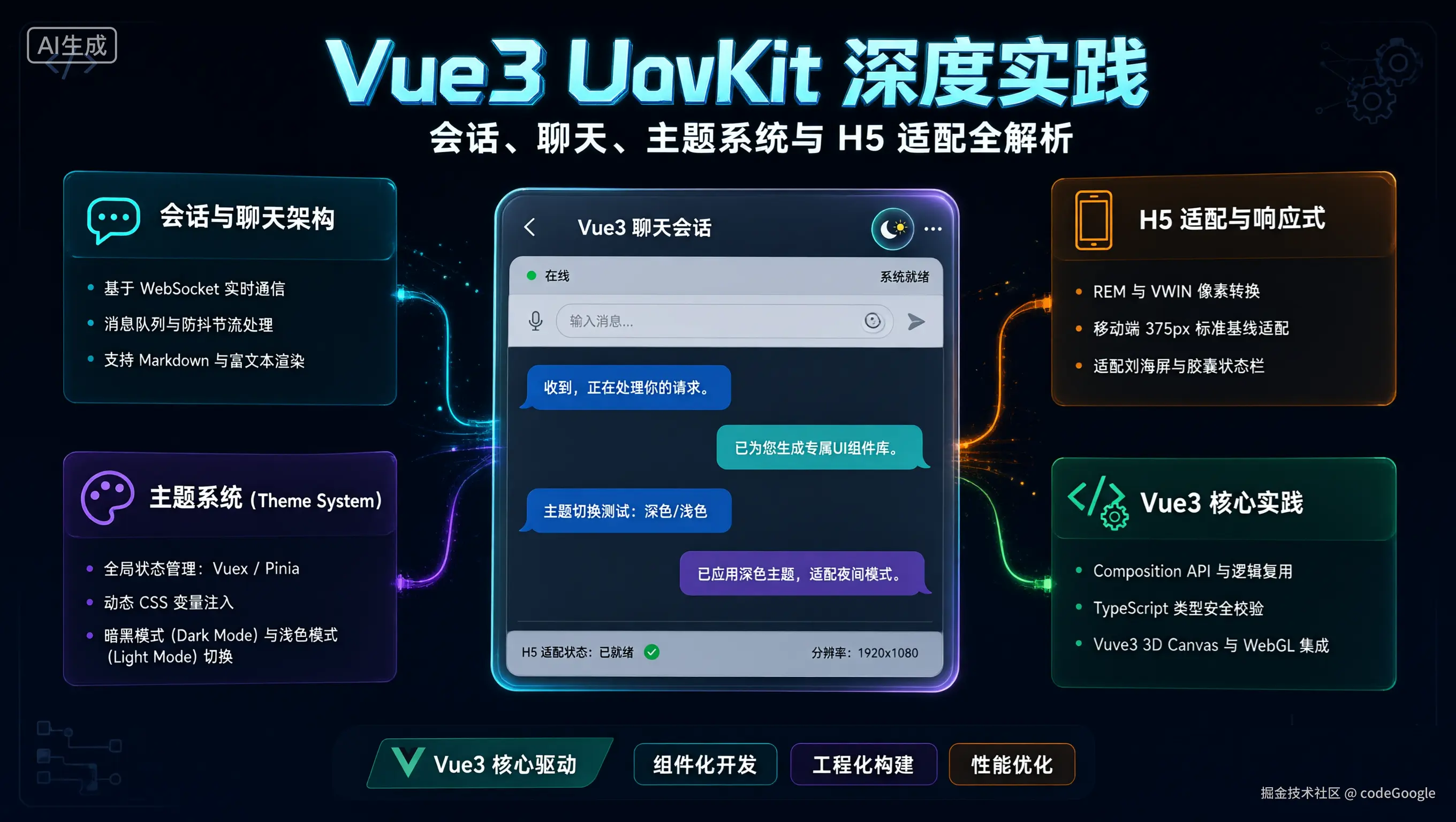Vue3 UIKit 实战：把聊天、会话、主题和移动端适配全部封装好