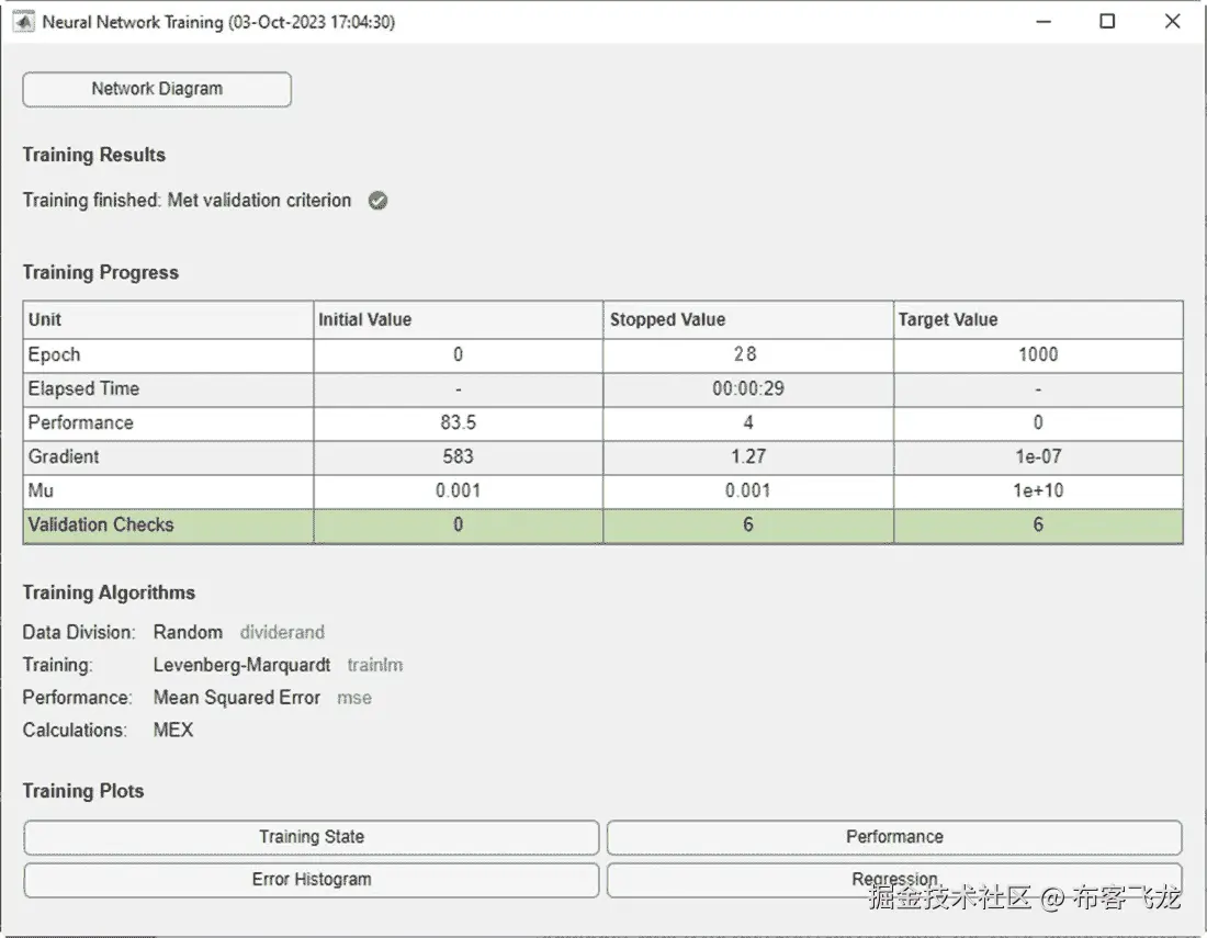 图 5.3 – 训练结果窗口
