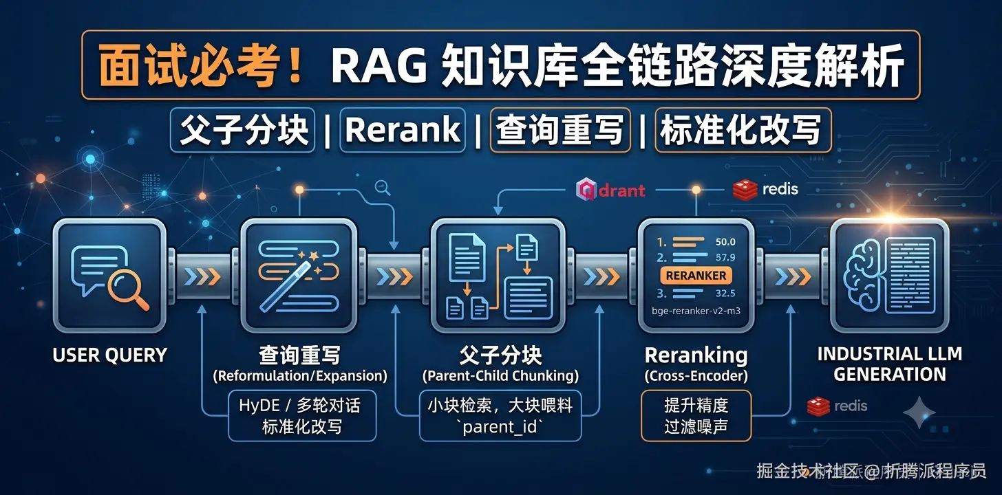 面试必考！RAG 知识库全链路深度解析：父子分块 × Rerank × 查询重写 × 标准化改写