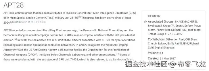图 17.6 – APT28 概况