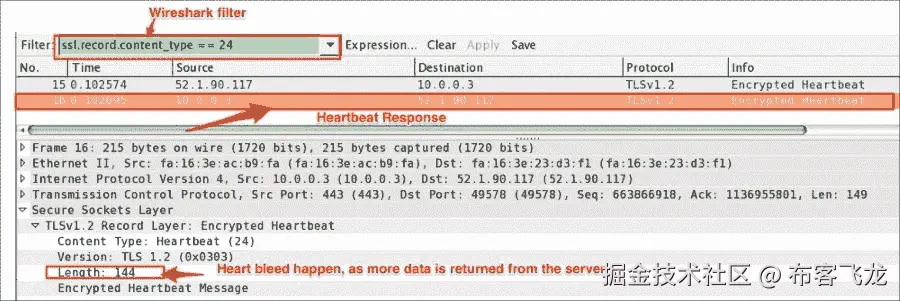 Heartbleed Wireshark analysis