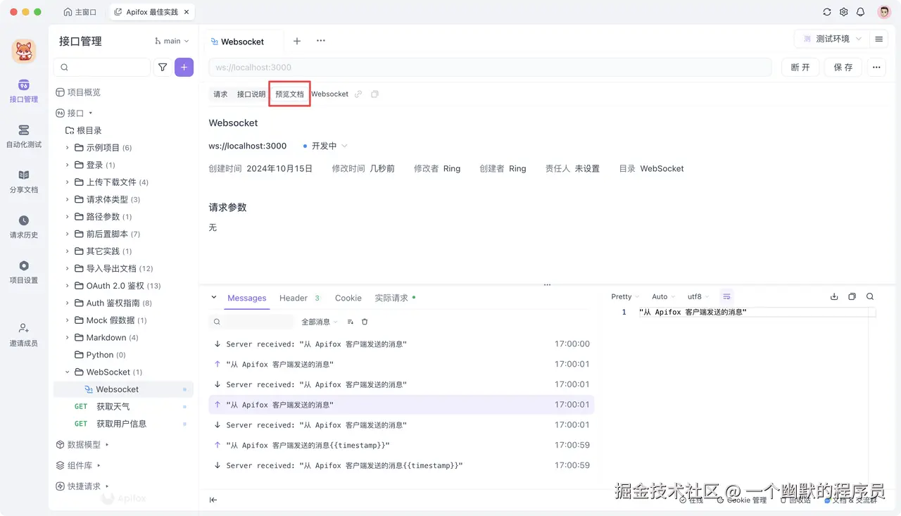 Websocket 测试工具Apifox