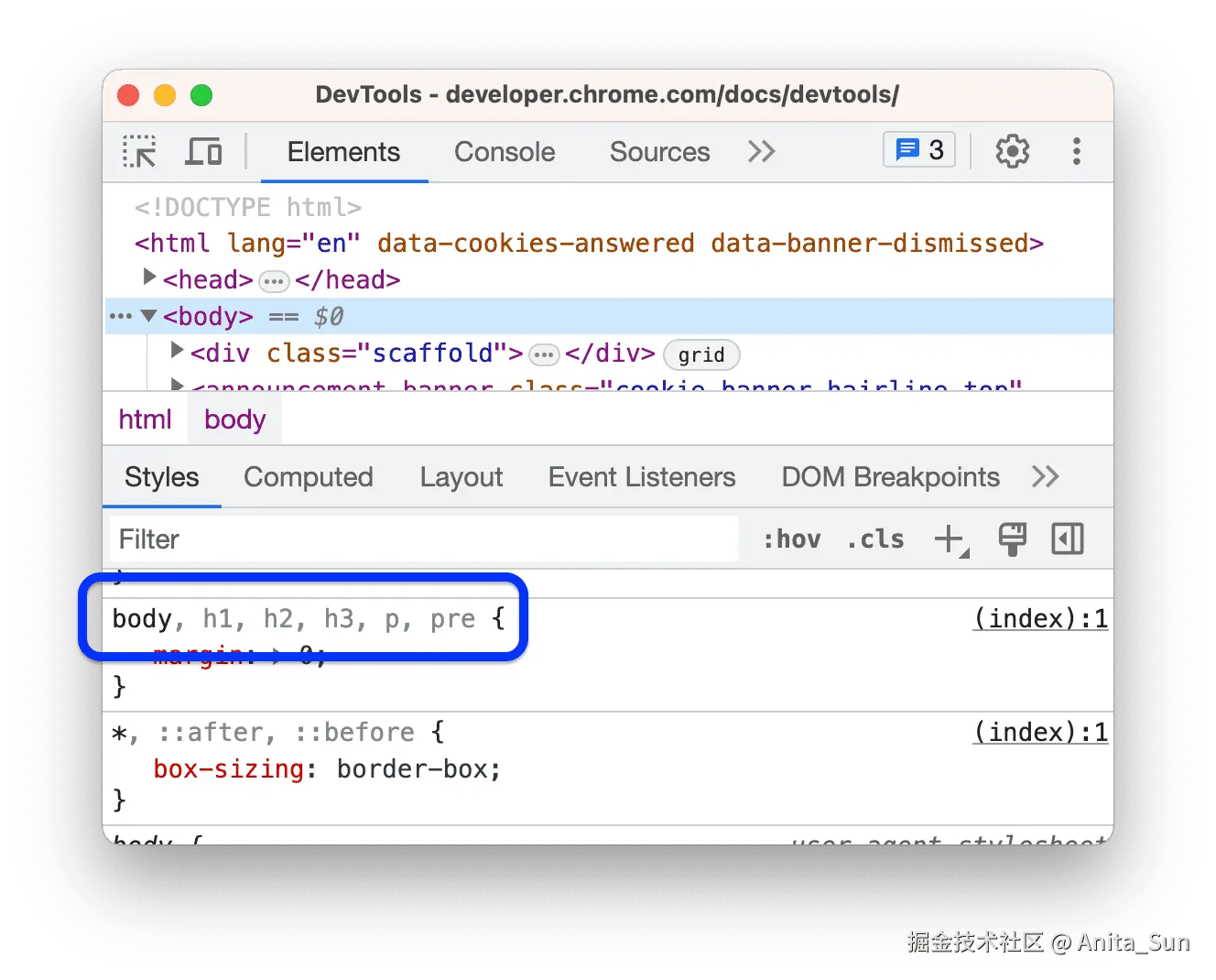 常规文本中的匹配选择器和浅色文本中的不匹配选择器。