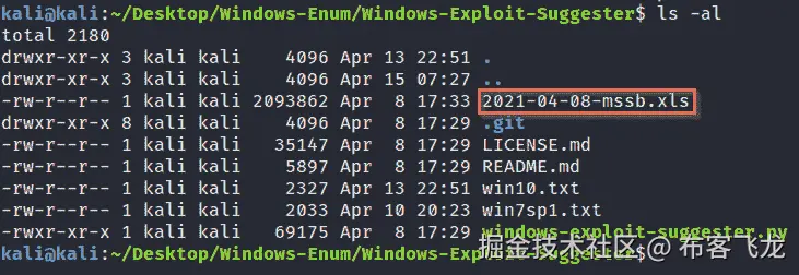 图 4.27 – Windows Exploit Suggester 数据库文件