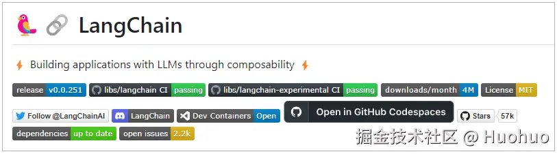 LangChain 的标志，我想是1只能说会道的鹦鹉+1个链条