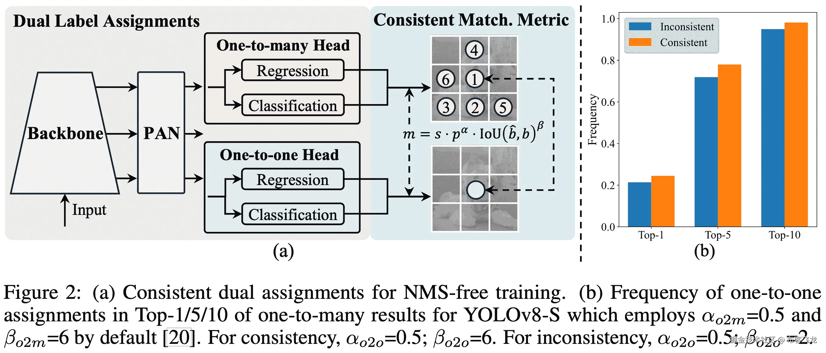 YOLOv10 一致的双重分配，实现无 NMS 训练