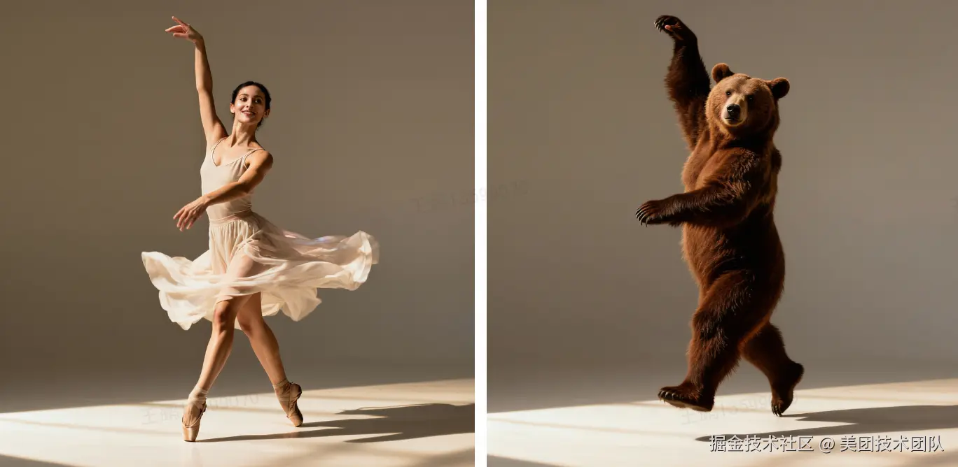 prompt：将人物变为棕色的熊，保持相同的姿态