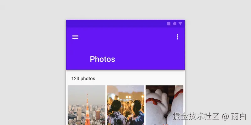 带有可折叠顶部应用栏（Collapsing Toolbar）的界面