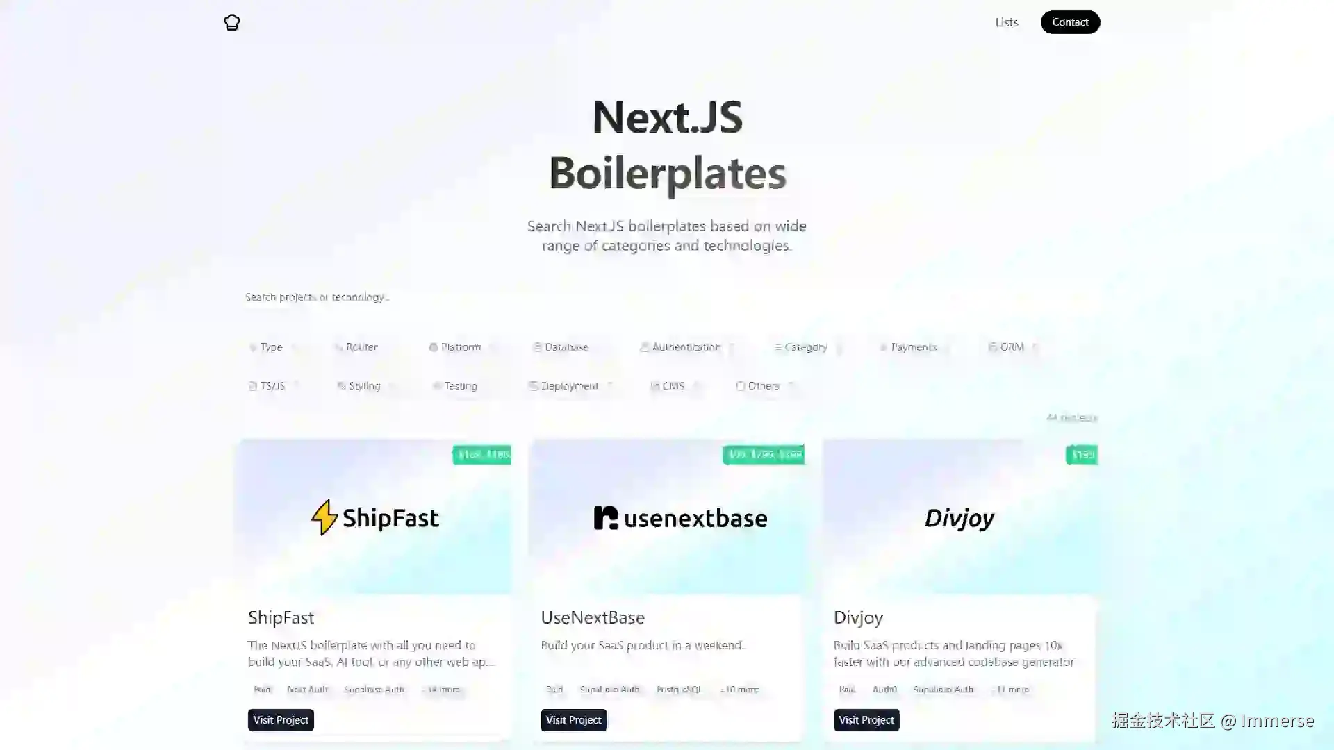 nextjsboilerplateslist