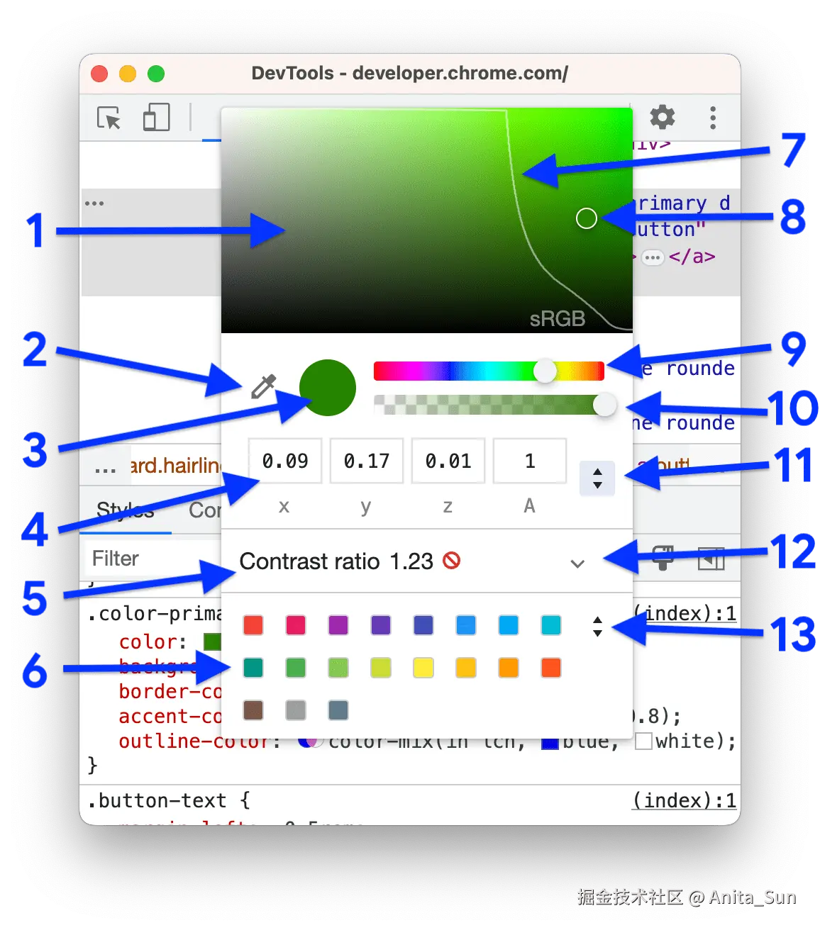 颜色选择器（带注释）。