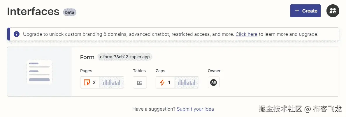 图 13.12 – Zapier 接口仪表板