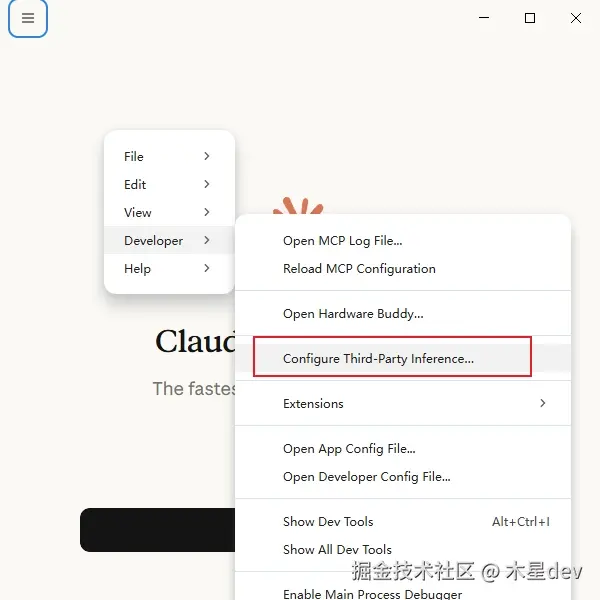 打开第三方推理配置（Windows）